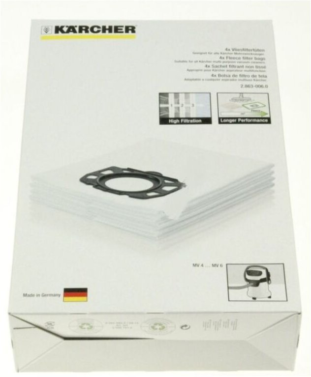 Set von 4 Sachets Filter Ourate für Karcher Vakuumreiniger 28630060