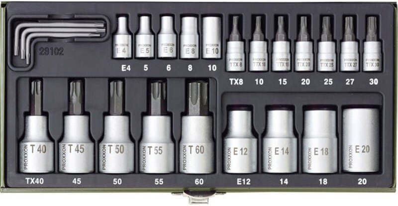 Industrial Steckschlüssel-Bit-Einsatz-Set 1/4' (6.3 mm), 1/2' (12.5 mm) 24teilig 23 102 - Proxxon
