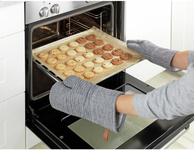 Topfhandschuhe Ada Stripes Grau, Silikonstreifen für sicheren Griff, Grau, Baumwolle grau, Silikon grau - grau - Wenko