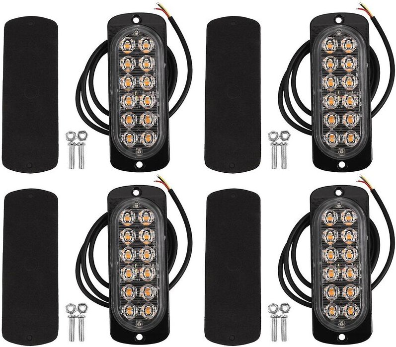 Thumbnail - Woosien - Stück 12 LEDs, bernsteinfarben, blinkend, Wiederherstellung, Strobe, Auto-Notfallsignal, led, Orange, Grill, P...