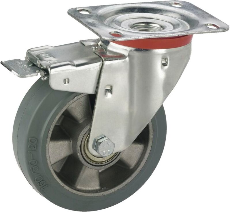 Dörner+helmer - Lenkrolle Vollgummi-Rad ø 160mm Transportrolle mit Feststeller Tragkraft 300kg