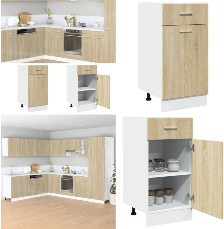 Schubunterschrank Sonoma-Eiche 40x46x81,5 cm Holzwerkstoff - Küchenunterschrank - Schubladen - Untertischschrank - Esszi...