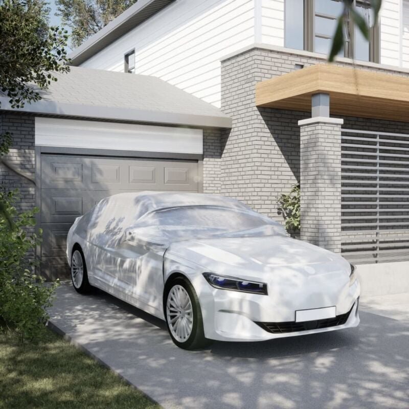 Autoabdeckung Halbgarage mit Haken Silbern m peva Vidaxl