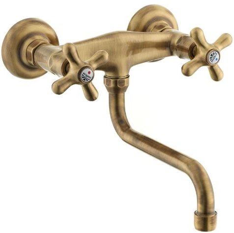 Wandspüle mit schwenkbarem Auslauf aus Bronze Serie Paffoni Iris IRV161BR Messing - Bronzato