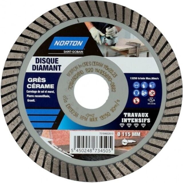 NORTON Intensive Turbo-Diamanttrennscheibe für Sandstein, Durchmesser 115 mm Norton