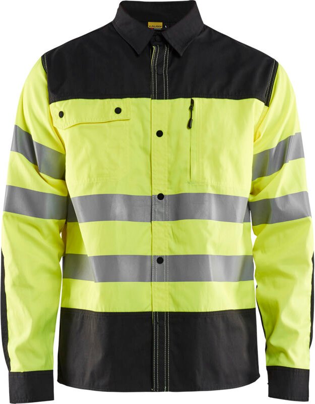 Hochsichtbare Arbeitshemd 3255 – Neon Gelb/Schwarz XS