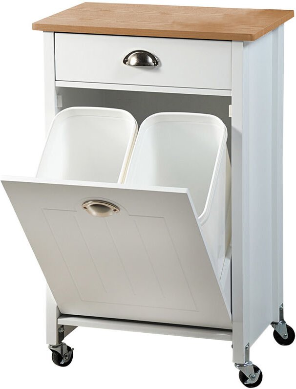 Kesper - Küchenwagen mit Mülltrennsystem, ein Küchenwagen auf Rädern/Bambusdekor