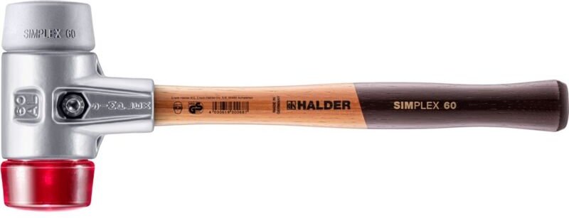 SIMPLEX-Schonhammer, TPE-mid / Plastik mit Aluminiumgehäuse und hochwertigem Holzstiel D=60 mm 3136.060