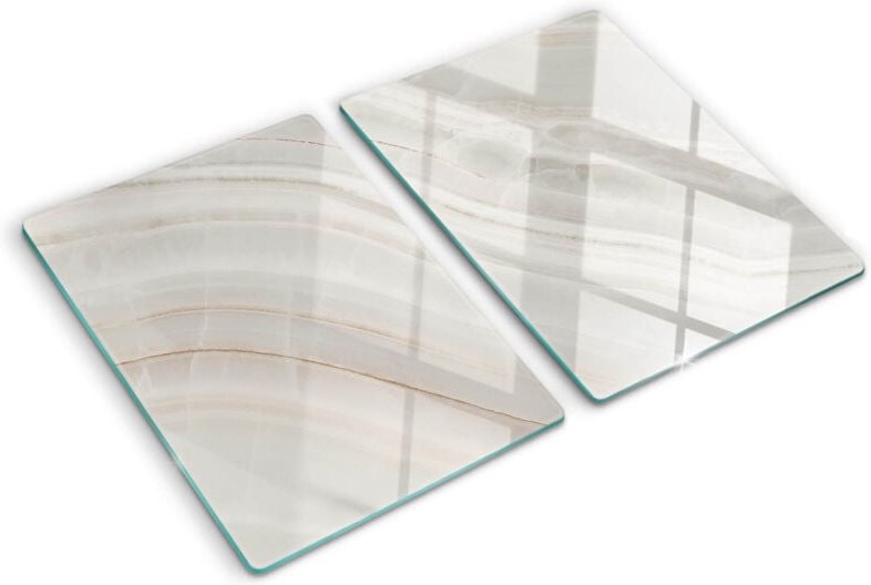 Tulup - Glasschneideplatten - Schneidebrett aus Glas - Herdabdeckplatten - Gehärtetes Glas – 2x40x52 cm (2er Set) - Marm...