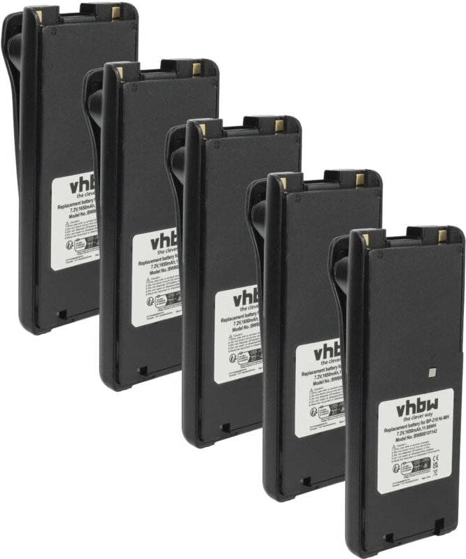 vhbw 5x Akku kompatibel mit Icom IC-F41GS, IC-F40GS, IC-F40GT, IC-F3GT Funkgerät, Walkie Talkie (1650 mAh, 7,2 V, NiMH) ...