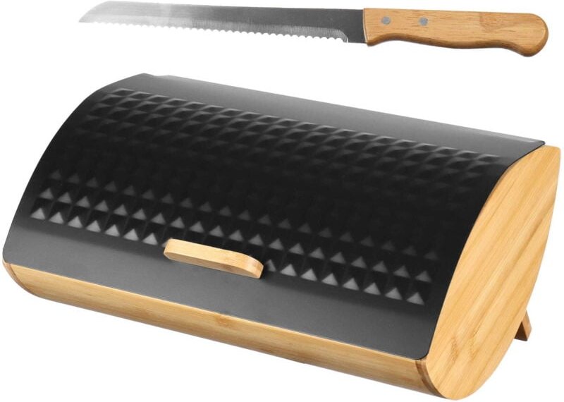 BRUNBESTE Cosmic BB-2692 Brotkasten aus Bambus und Stahl, Schwarz