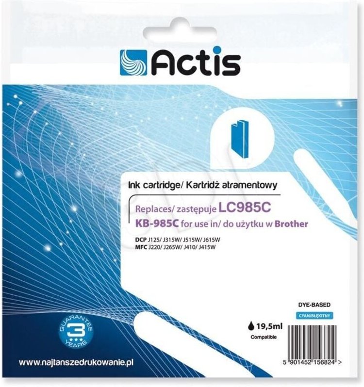 Thumbnail - ACTIS KB-985C - Tinte für Brother LC985C, blau, 19,5ml