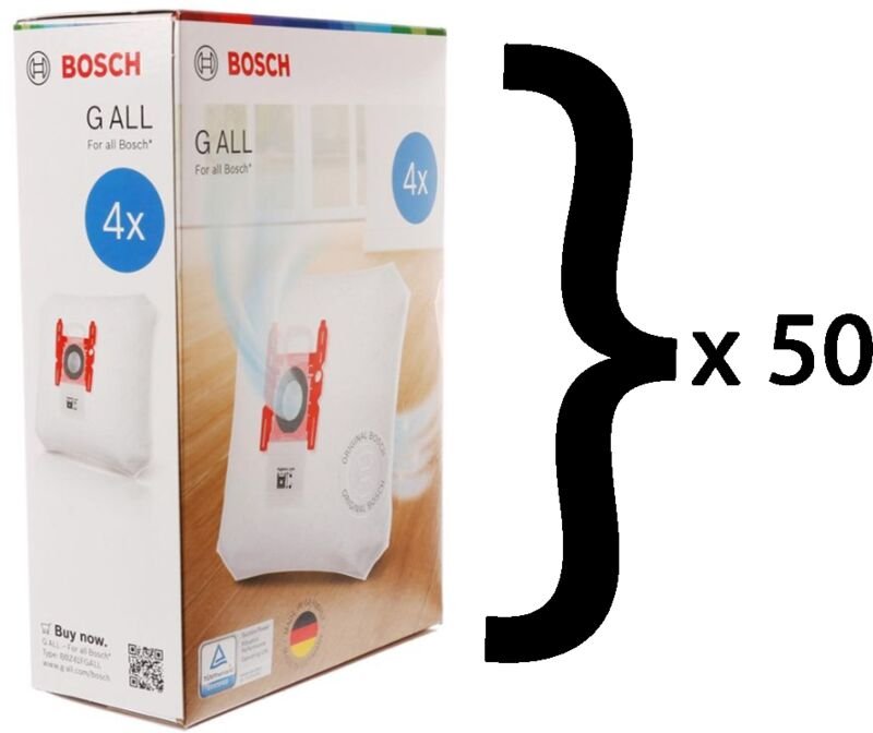 Ersatzteil - Set aus 50 Boxen mit je 4 originalen Beuteln Typ g - Bosch siemens, ufesa, girmi, entronic