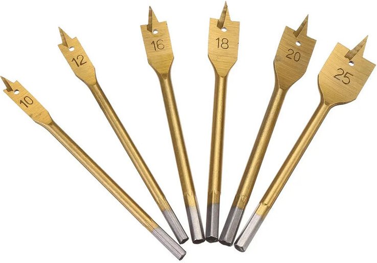 Beijiyi - 6 Stück Flachbohrer, Schaufelbohrer, hochwertige Schaufelblatt-Bits, Holzbearbeitung, Flachbohren, Bohrwerkzeu...