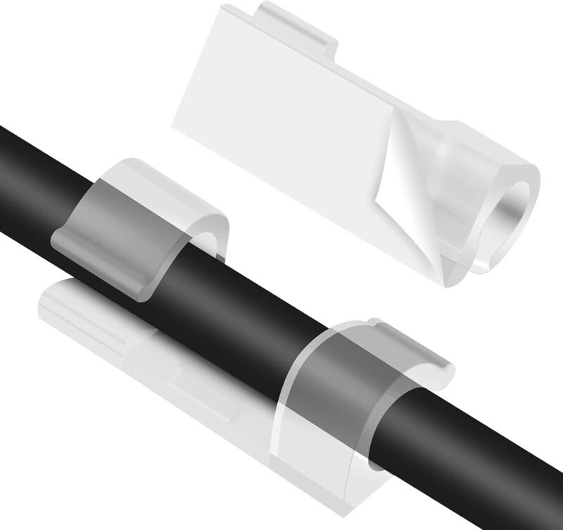 60 Stück selbstklebende Kabelklemmen, Kabelmanagement-Halter-Clips, Kabelführung, selbstklebende Befestigung, Kunststoff...