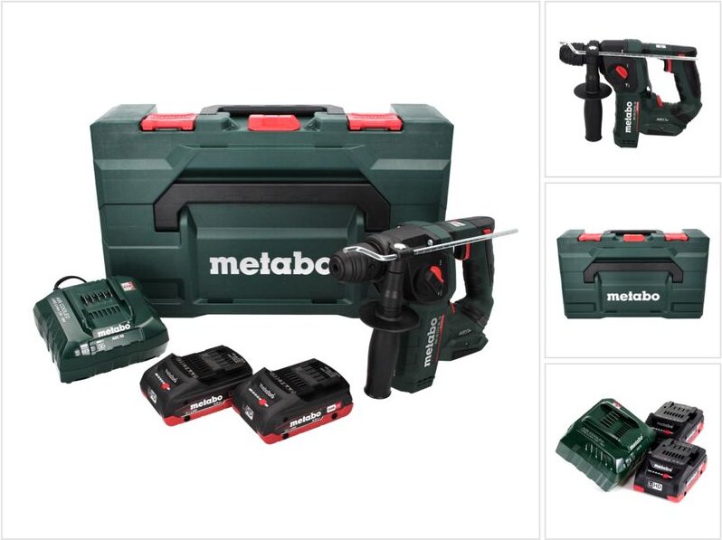 Metabo - bh 18 ltx bl 16 Akku Bohrhammer 18 v 1.3 j SDS-plus Brushless ( 600324800 ) + 2x Akku 4,0 Ah + Ladegerät + x
