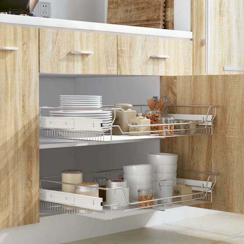 Einbauschublade Korbauszug 2 Stk. Silbern 800 mm - Vidaxl