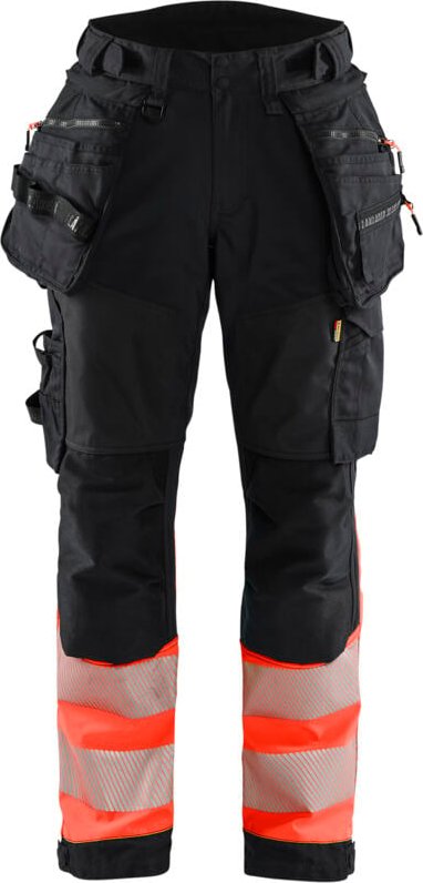 Softshell-Hose Hochsichtbarkeit Klasse 1 Damen 7114 - Schwarz/Neonrot 2XL - FR(52) - SE(C50) - Normen