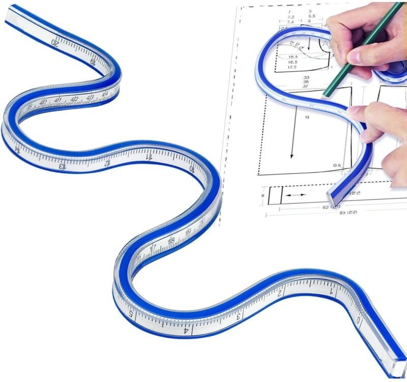 Ersandy - Flexibles Lineal, 50 cm PVC-Lineal, biegbares Kurvenlineal Klar flexible Kurve, doppelseitiges Kunststoff-Schl...