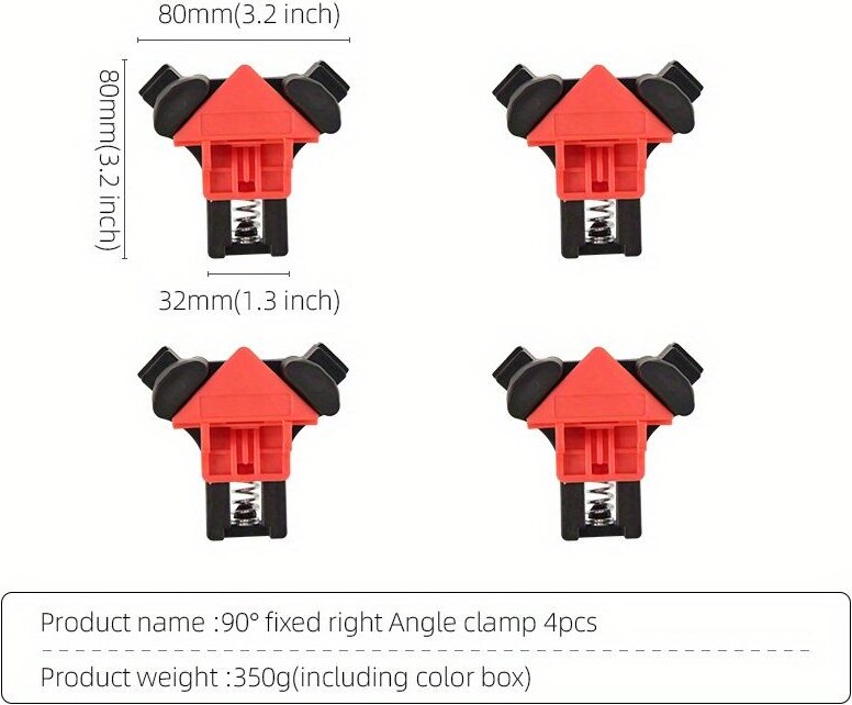 4 Stück 90-Grad-Eckklemmen Tischler-Eckklemme, Eckklemmen-Fix-Clip-Werkzeug mit verstellbaren Handwerkzeugen