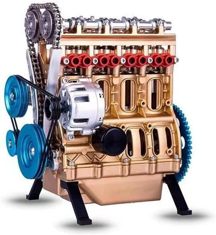 Desktop-Motormodell, 4-Zylinder-Automotor-Bausatz für Erwachsene, DIY-Mini-Motormodell-Spielzeug von der Anwendung bis z...