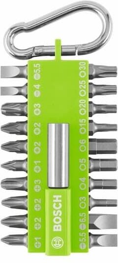 21-tlgs. Schrauberbit Set Snap-hook hellgrün mit Karabiner - Bosch