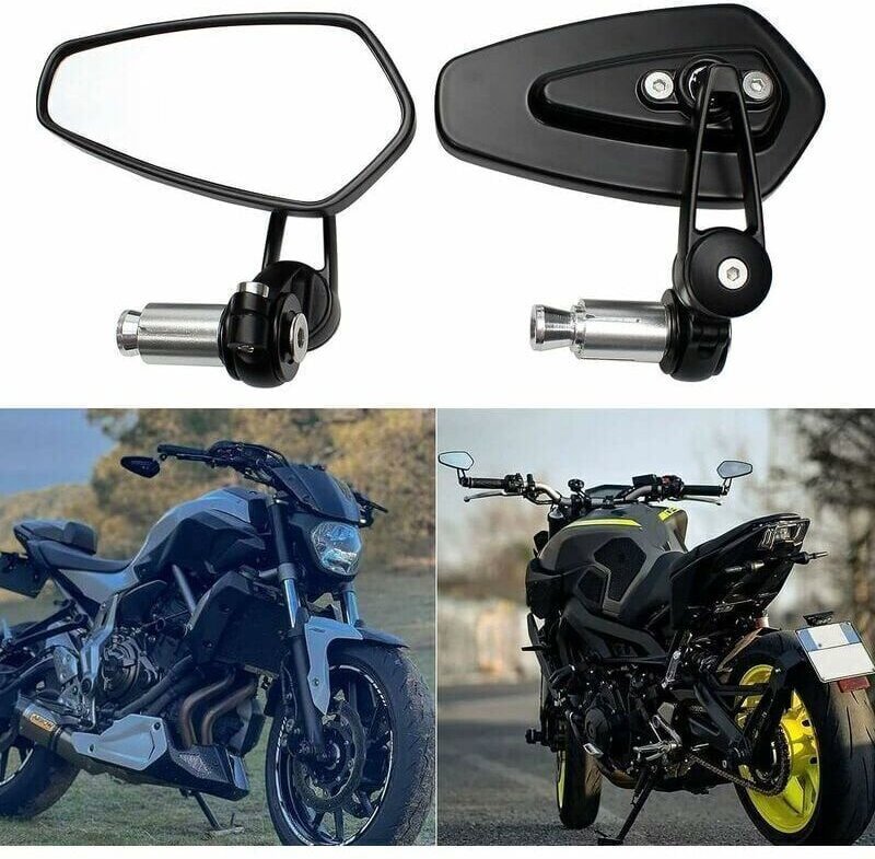 Motorrad-Lenker-Rückspiegel, kompatibel mit XJ6 MT01 MT03 MT07 MT09 (schwarz) mumu