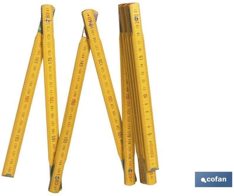 Holzmaßstab 2m. Gelbe Farbe