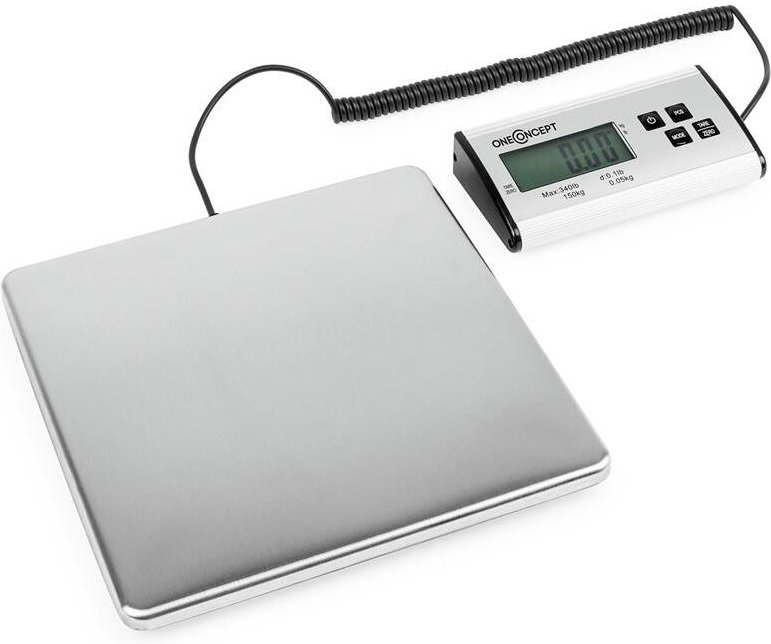 Oneconcept - Marketeer digitale Paketwaage 150kg/50g 27x27cm