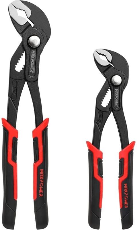 MAXPOWER 2 Stücke Wasserpumpenzange Set 190mm/250mm Rohrzange Set Profi Praktisch große Öffnungskapazität Pumpenzange Se...