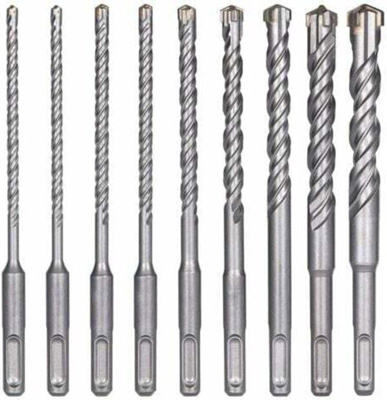 Betonbohrer, 9 Stück (5 mm, 16 x 160 mm), Fliesenbohrer, elektrischer SDS-Plus-Schlagbohrer für Locher, Kreuzbohrer für ...