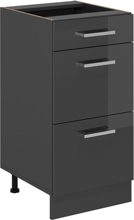 Küchenunterschrank R-Line, Anthrazit Hochglanz, 40 cm mit Schubladen, ohne Arbeitsplatte Vicco