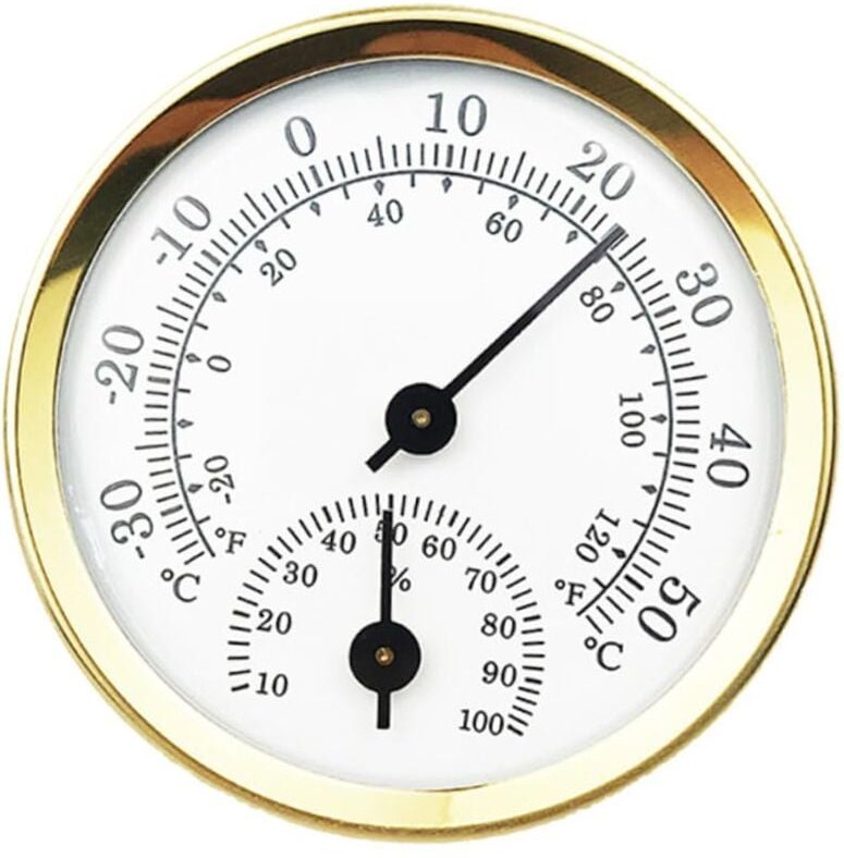 Analoger Hygrothermograph, Luftfeuchtigkeits- und Temperaturmessgerät, Muschelzeiger - Sollbry
