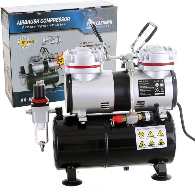 Thumbnail - Doppelkolben-Airbrush-Kompressor 3,5-L-Zylinder Leise Im Betrieb Professionell