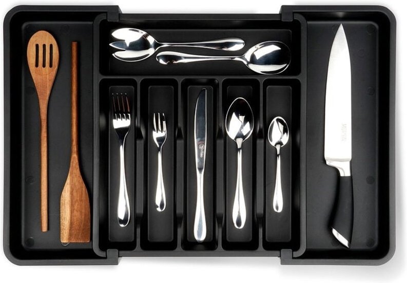 Verstellbarer Einsatz für Besteck, Utensilien, Messer, Schubladen-Organizer, ausziehbar