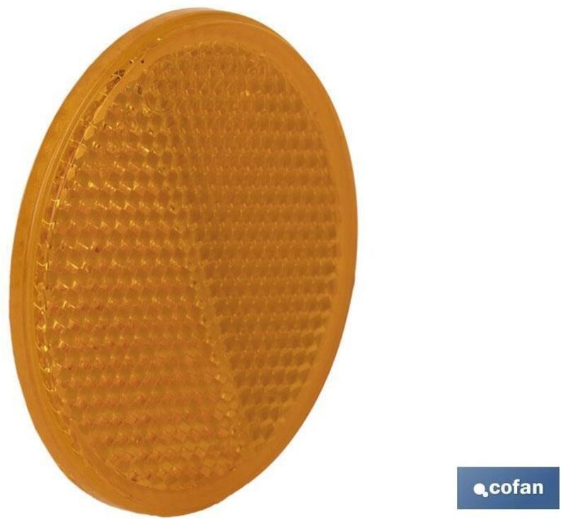 Cofan - Runder Reflektor mit Kleber zur Befestigung an Fahrzeugen Ø55mm aus bernsteinfarbenem pmma