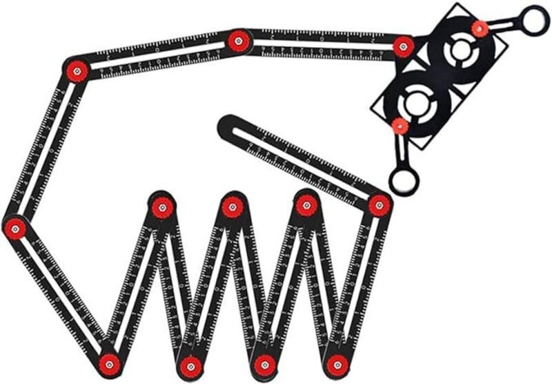 Mehrwinkel-Messlineal, 12 Abschnitte Keramik-Winkelmesser-Winkelmesswerkzeug mit Lochsucher - Ahlsen