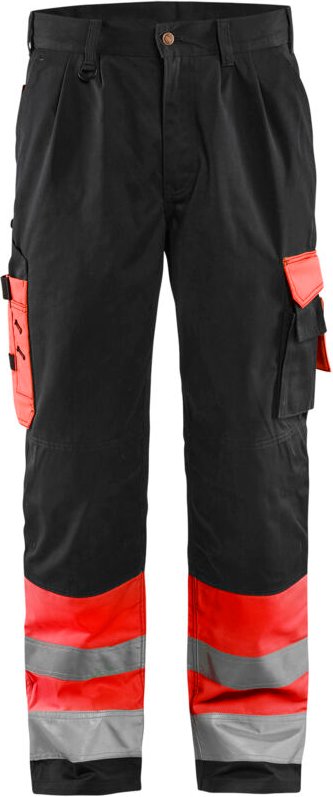Arbeitshose mit hoher Sichtbarkeit Handwerker 1584 - Neonrot/Schwarz 3XL - FR(54) - SE(C60) - Normen