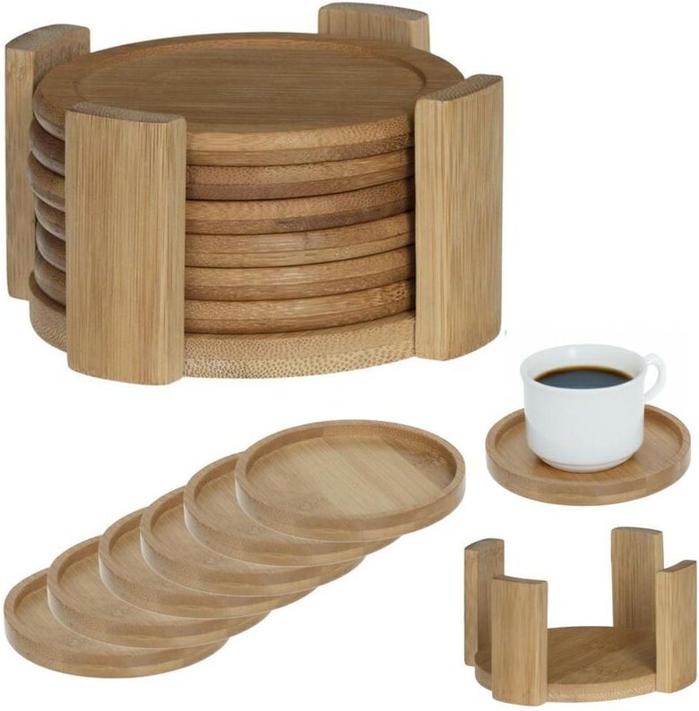 6er-Set Tassenuntersetzer aus Bambus