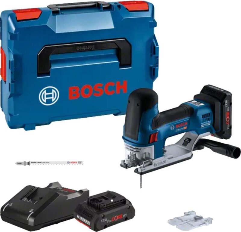 Bosch Akku-Stichsäge gst 18V-155 sc, 2 Akku Akku ProCORE18V 4.0Ah, Ladg. u. l-boxx