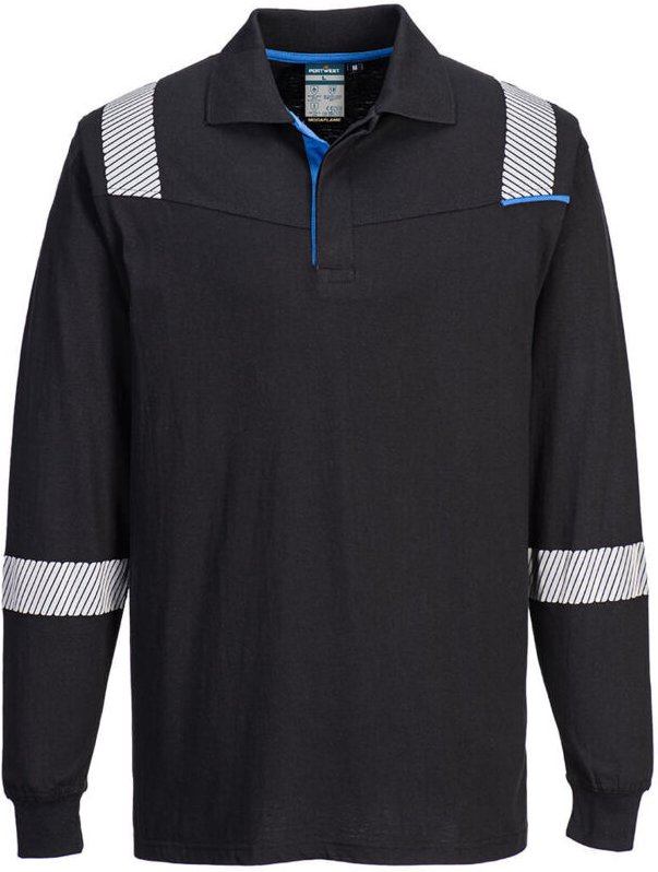 Feuerfester Langarm-Polo WX3 Schwarz 2XL