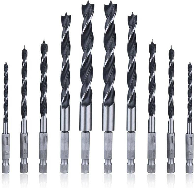 Thumbnail - 2 Sets 5 Stück HSS-Spiral-Holzbohrer, 6,35 mm Sechskantschaft, Holzbohrer, 4 mm/5 mm/6 mm/8 mm/10 mm Spiral-Senkbohrer z...