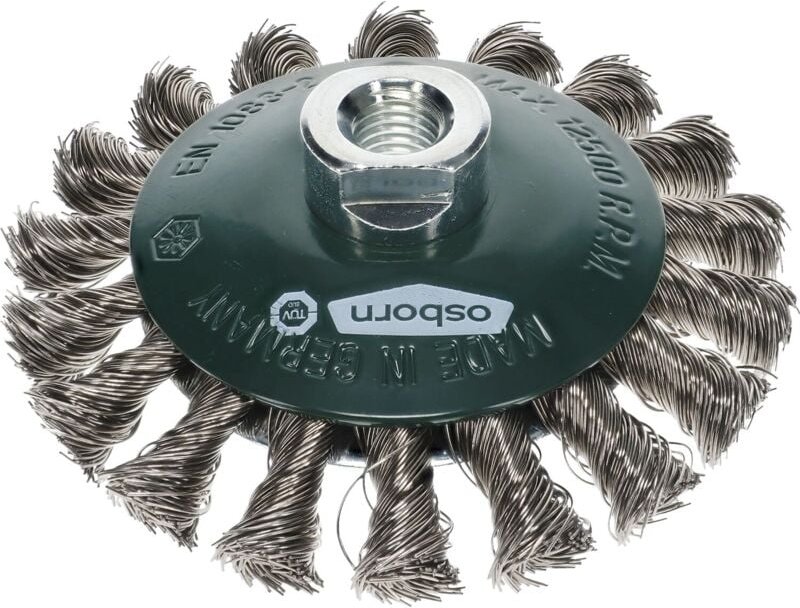 Drahtbürste für Winkelschleifer ø 115mm Kegelbürste - rostfreie Stahldrahtbürste, gezopft - Osborn
