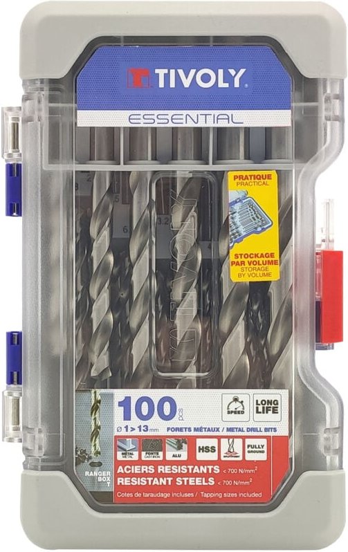 Thumbnail - Finish - Tivoly • Ranger-Box mit 100 geschnittenen, geschliffenen HSS-Metallbohrern mit Kreuzspitze ø 1 bis 13 mm