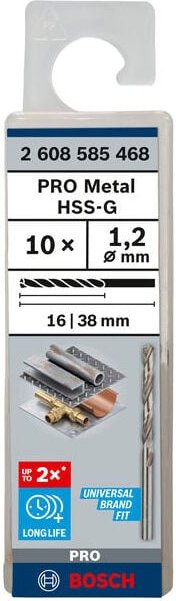 Bosch PRO Metal HSS-G Spiralbohrer,1.2x16 - 2608585468