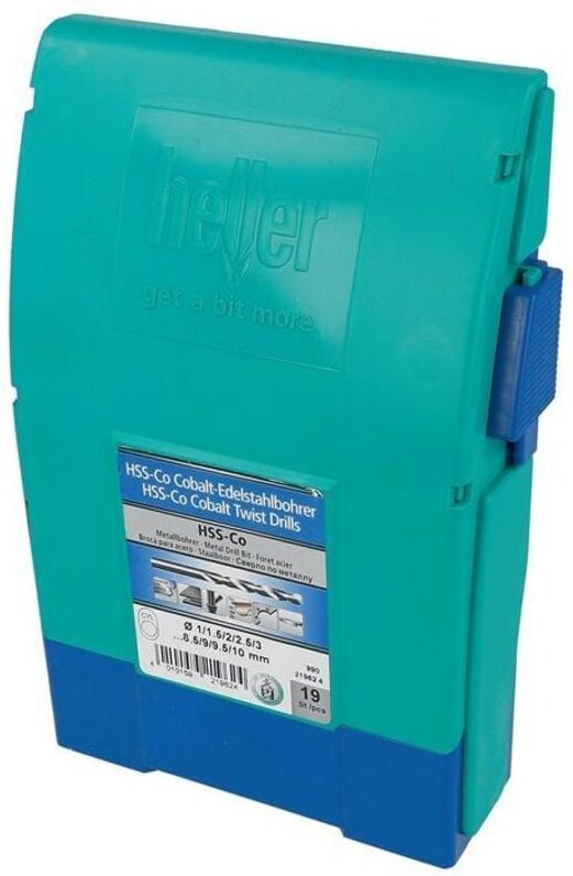 Heller - Tools 21962 4 hss Metall-Spiralbohrer-Set 19teilig Cobalt din 338 Zylinderschaft 1 Set
