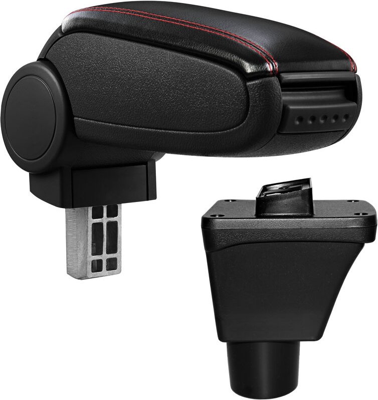 Pro.tec - Mittelarmlehne Ford Fiesta 8 MK8 mit Staufach Kunstleder Schwarz mit roten Nähten