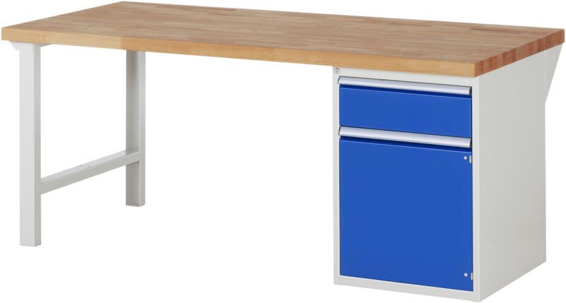 Werkbank 7502A1, B2000xT900xH890mm, 1x Schublade-TA, 1x Tür - RAU