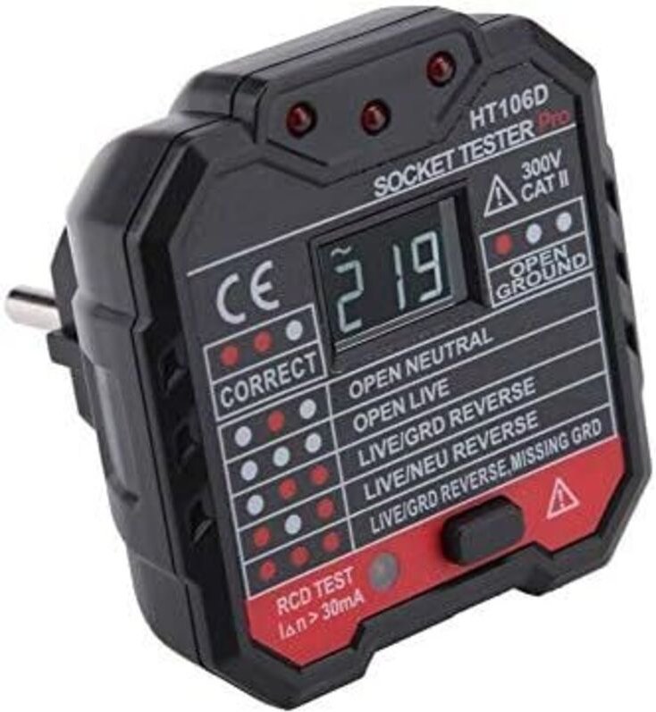 Netzfehlertester mit Multifunktionsbuchse und LED-Anzeige (EU-Stecker)