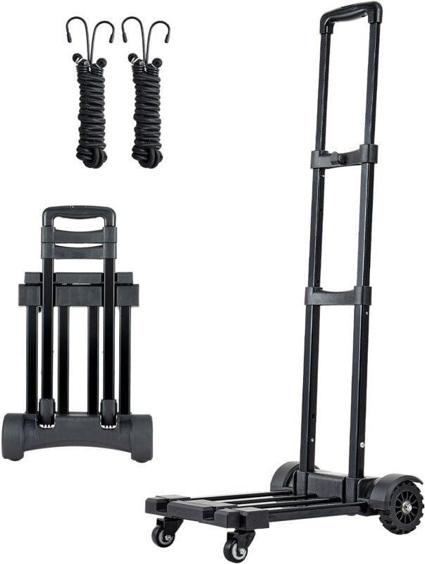 Mophorn Klappbare Sackkarre mit 131,5 kg Tragkraft, Transportkarre mit 4 Rädern, 2 elastischen Seilen und ausziehbarer B...